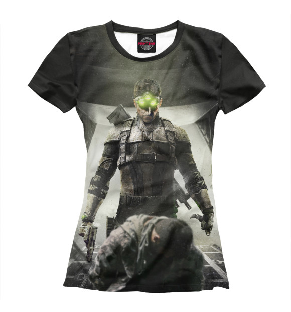 Женская футболка с изображением Splinter Cell: Blacklist — Сэм Фишер цвета Белый