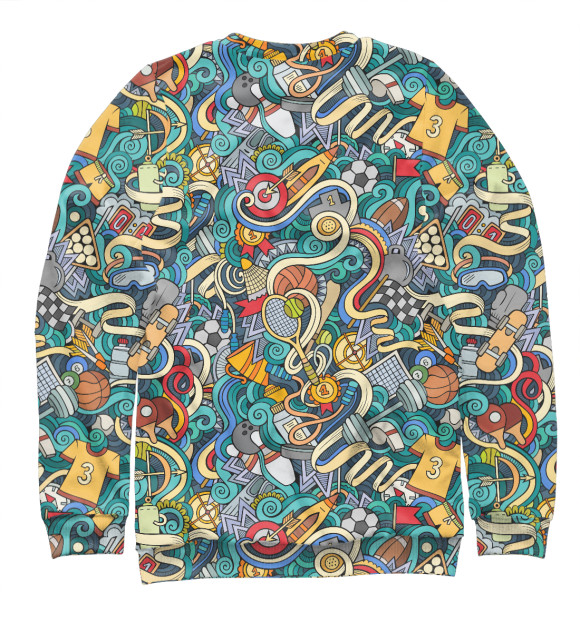 Мужской свитшот с изображением Спортивный коллаж цвета Белый