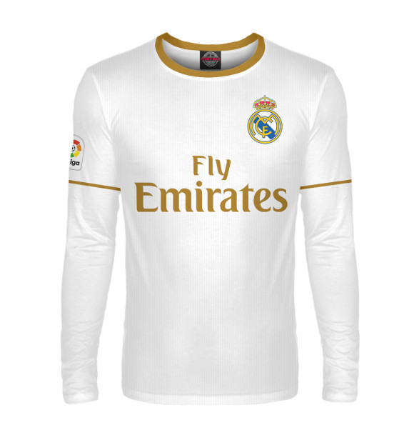 Мужской лонгслив с изображением Реал Мадрид Форма Домашняя 19/20 цвета Белый