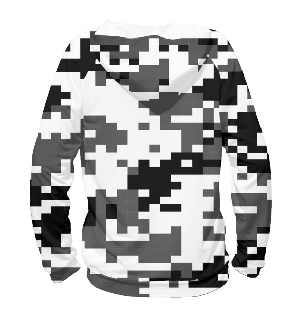 Женское худи с изображением Пиксельный камуфляж цвета Белый