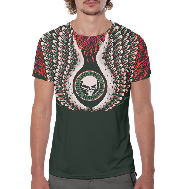 Мужская футболка с изображением Live Free - Ride Hardcore цвета Белый