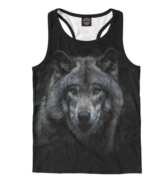 Мужская майка-борцовка с изображением Волк цвета Белый