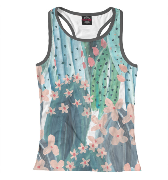 Женская майка-борцовка с изображением Цветущий кактус цвета Белый