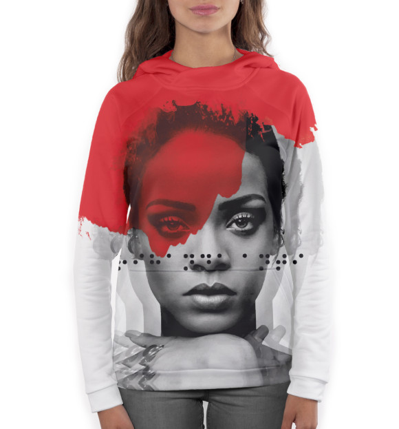 Женское худи с изображением Rihanna цвета Белый