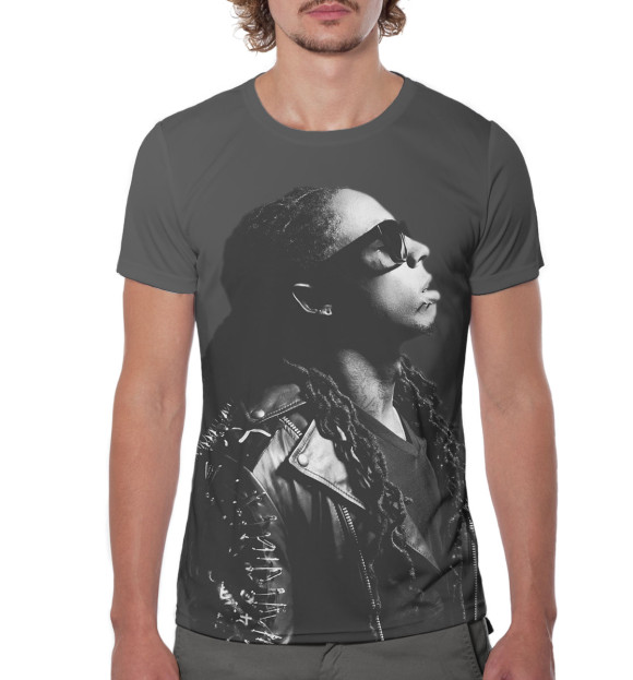 Мужская футболка с изображением Lil Wayne цвета Белый