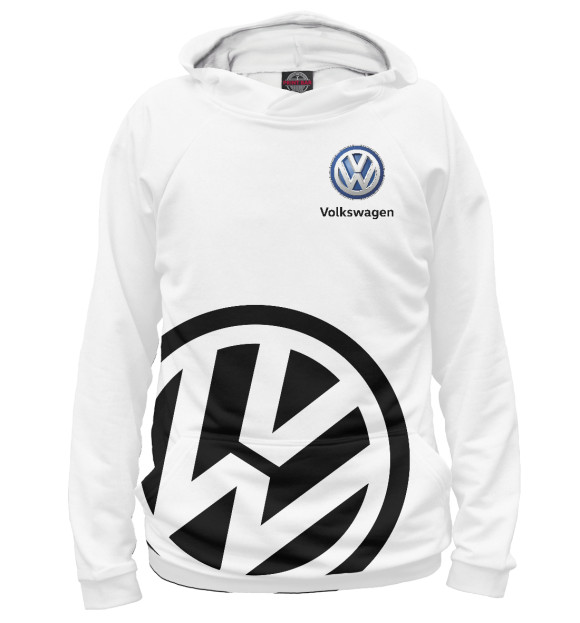 Мужское худи с изображением Volkswagen цвета Белый