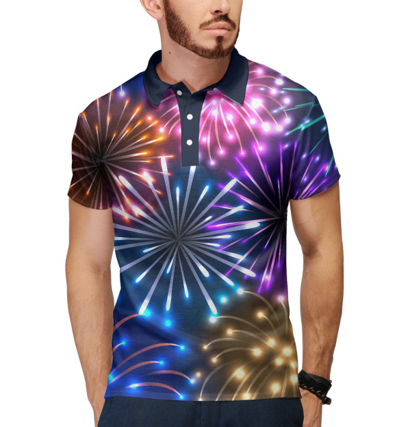 Мужское поло с изображением Салют цвета Белый