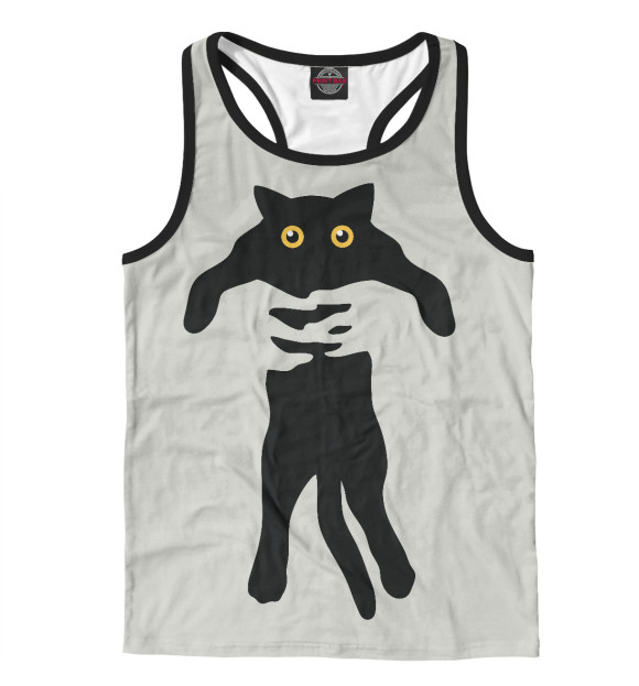 Мужская майка-борцовка с изображением Кот в руках цвета Белый