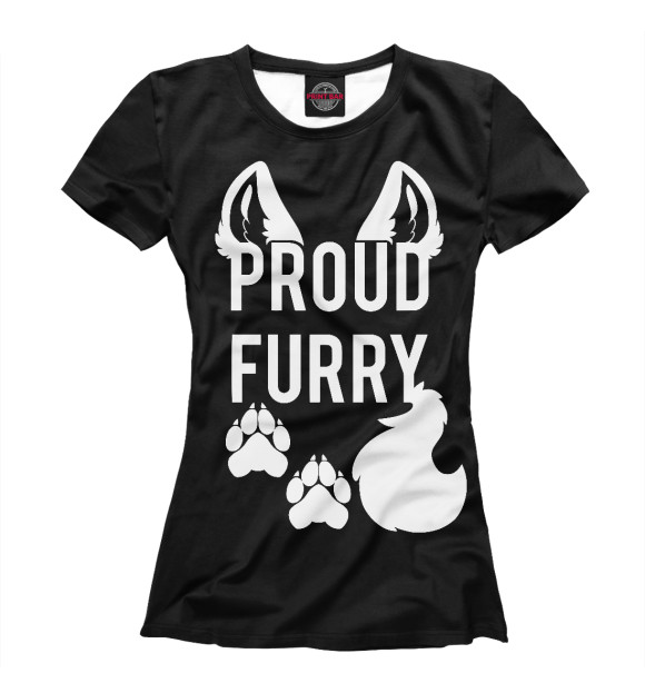 Женская футболка с изображением Proud Furry цвета Белый
