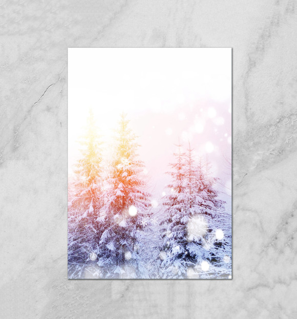 Плакат с изображением Christmas winter цвета Белый
