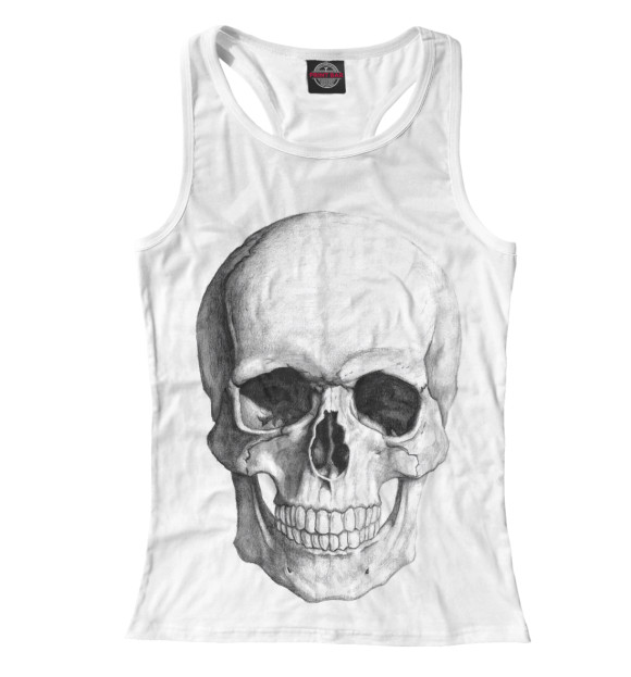 Женская майка-борцовка с изображением Череп цвета Белый