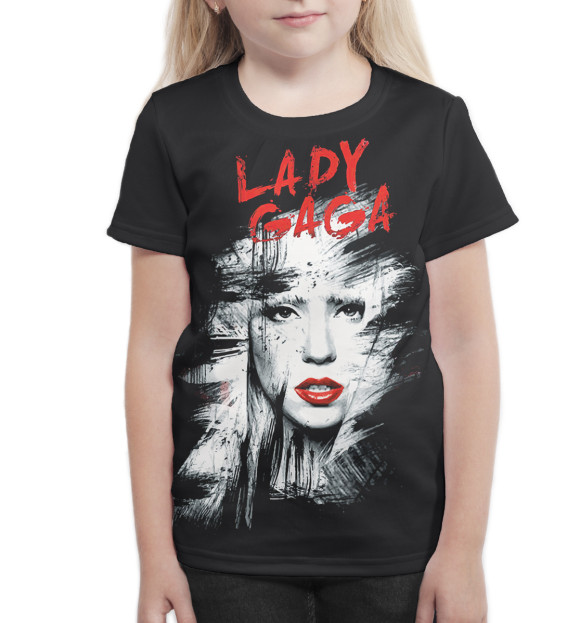 Футболка для девочек с изображением Lady Gaga цвета Белый