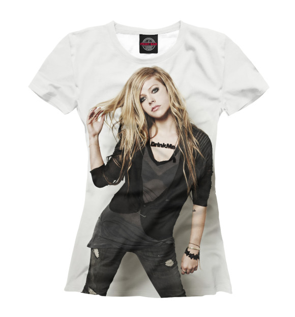 Футболка для девочек с изображением Avril Lavigne цвета Белый