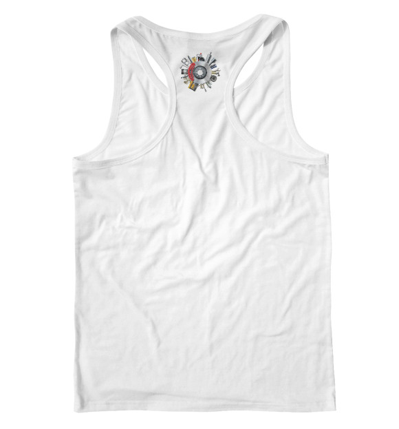 Мужская майка-борцовка с изображением Радость механика цвета Белый