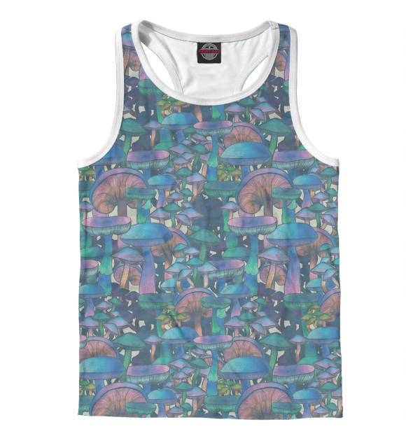 Мужская майка-борцовка с изображением Mushrooms цвета Белый