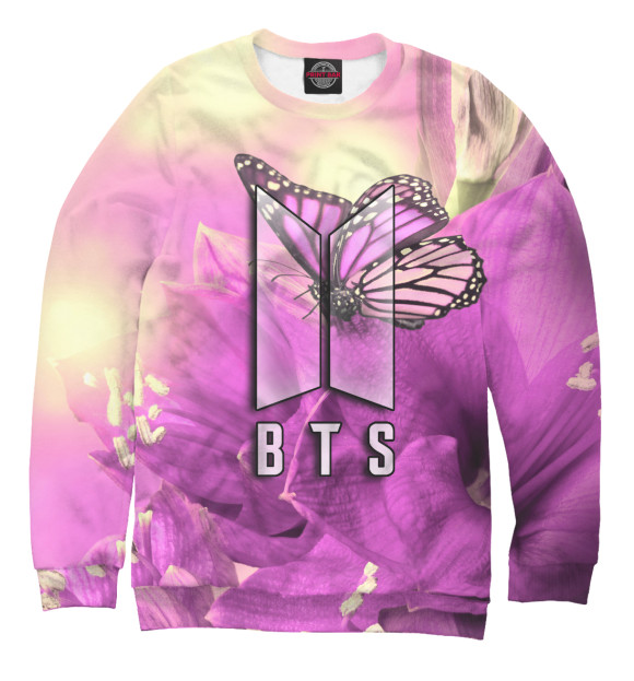Свитшот для девочек с изображением BTS цвета Белый
