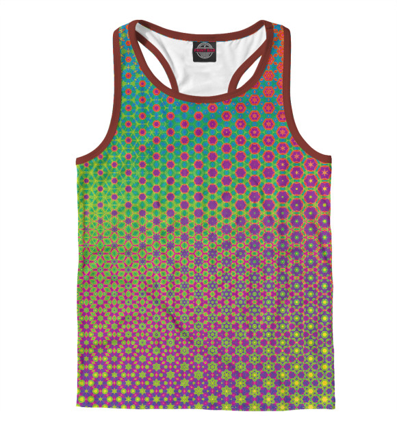 Мужская майка-борцовка с изображением Психоделический узор цвета Белый