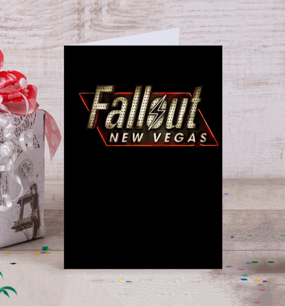 Открытка с изображением Fallout New Vegas цвета Белый