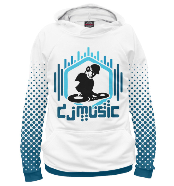 Мужское худи с изображением DJ music цвета Белый