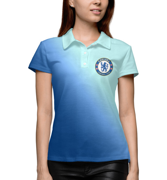 Женское поло с изображением FC Chelsea цвета Белый
