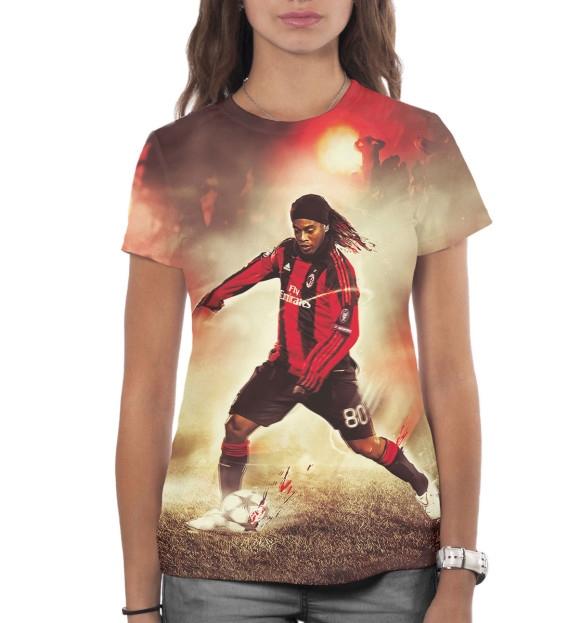 Женская футболка с изображением Роналдиньо цвета Белый