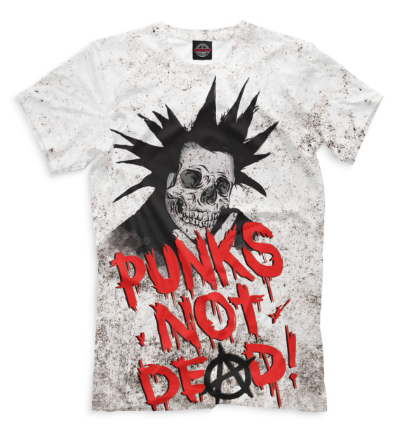 Мужская футболка с изображением Punks not Dead! цвета Молочно-белый