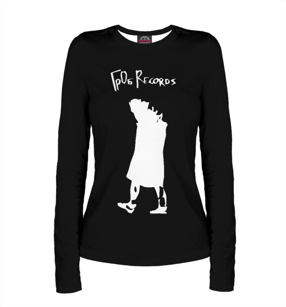 Женский лонгслив с изображением ГрОб Рекордс цвета Белый