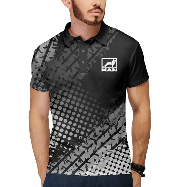 Мужское поло с изображением Man цвета Белый