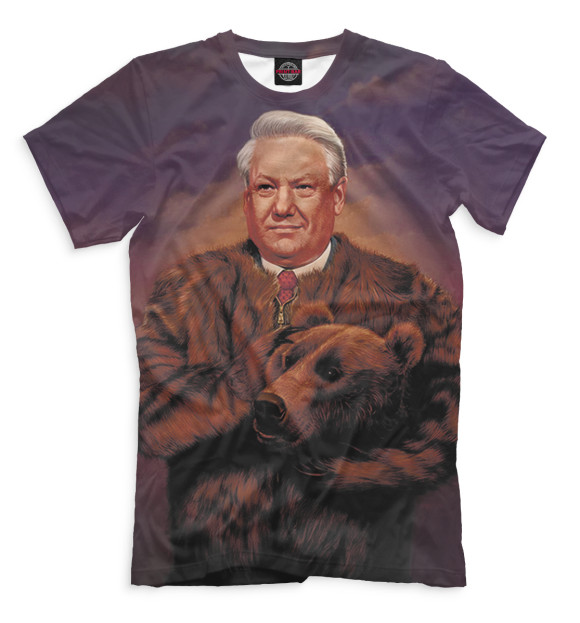 Мужская футболка с изображением Ельцин цвета Молочно-белый