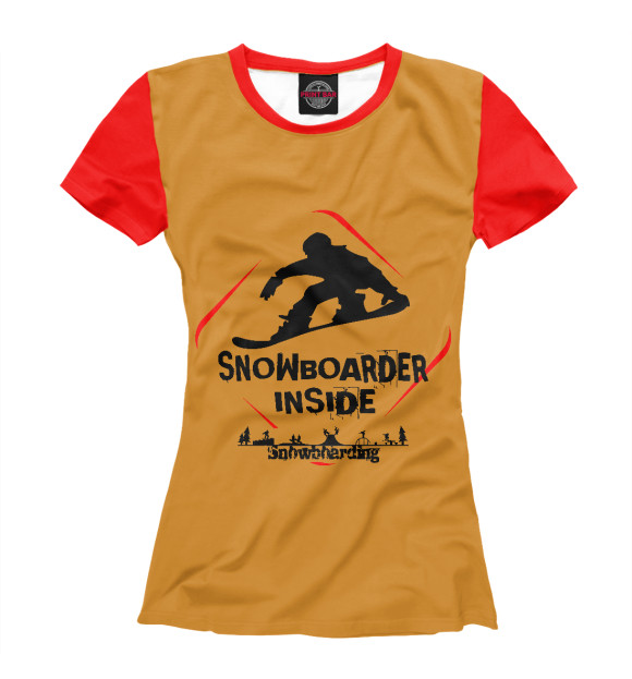 Женская футболка с изображением Snowboarder Inside цвета Белый