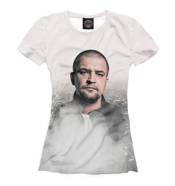 Женская футболка с изображением Баста цвета Белый