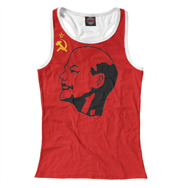 Женская майка-борцовка с изображением Ленин Серп и Молот цвета Белый