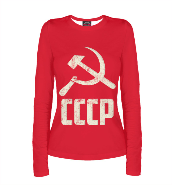 Женский лонгслив с изображением СССР цвета Белый