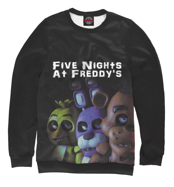 Мужской свитшот с изображением Five Nights At Freddy's цвета Белый