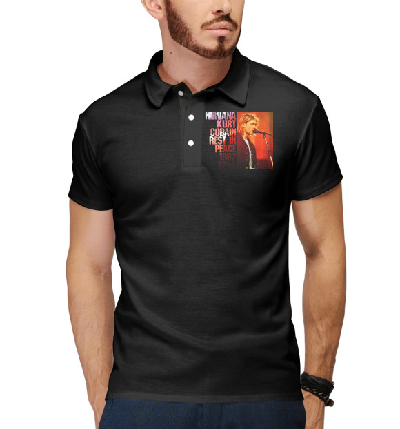 Мужское поло с изображением Nirvana цвета Белый