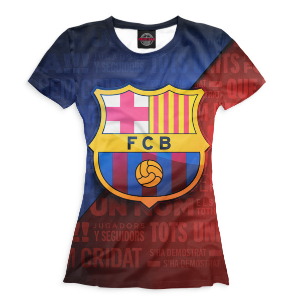 Футболка для девочек с изображением FCB кричалки цвета Красный