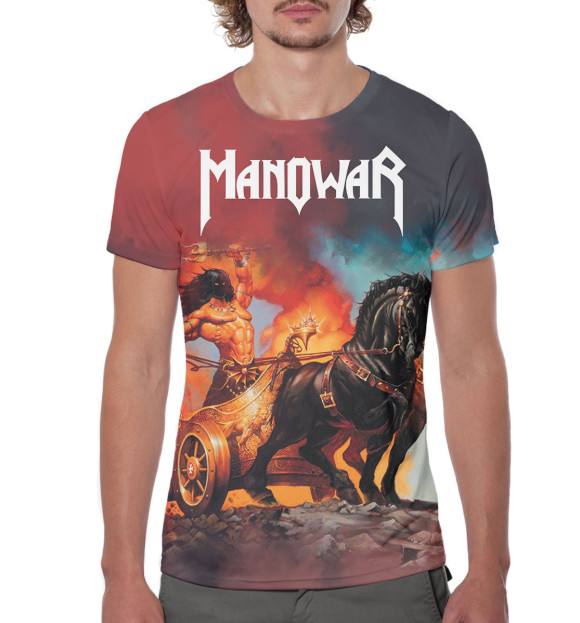Мужская футболка с изображением Manowar цвета Белый