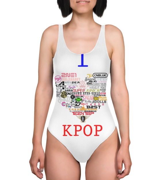 Купальник-боди с изображением I love KPOP цвета 