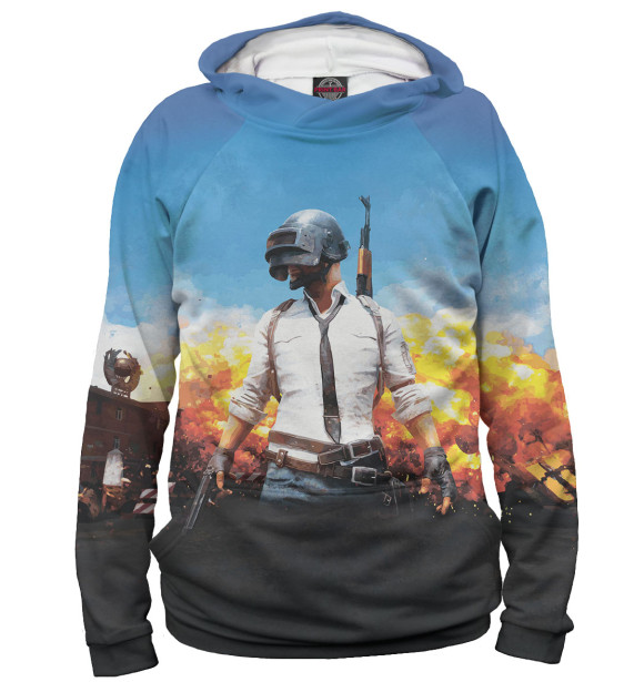 Мужское худи с изображением PUBG цвета Белый