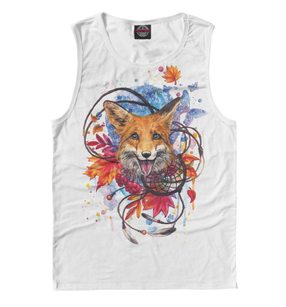 Майка для мальчика с изображением акварельная лиса цвета Белый