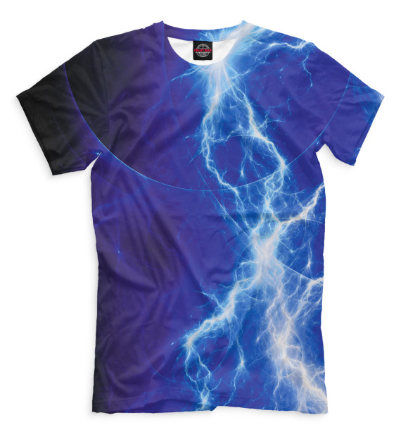 Мужская футболка с изображением Молния цвета Грязно-голубой