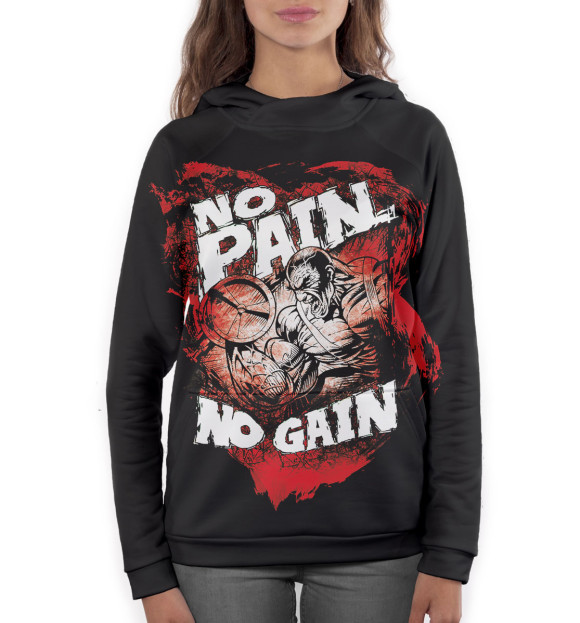 Женское худи с изображением Пауэрлифтинг цвета Белый