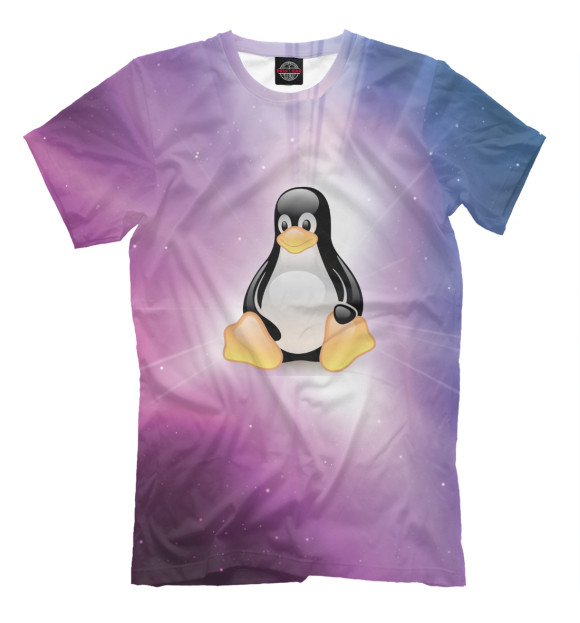 Мужская футболка с изображением Linux цвета Серый