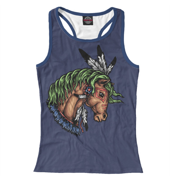 Женская майка-борцовка с изображением Лошадь цвета Белый