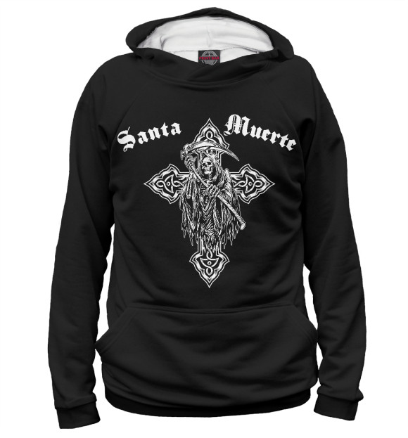 Женское худи с изображением Santa Muerte цвета Белый