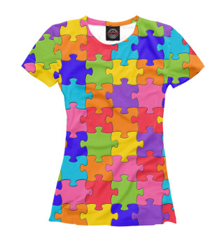 Женская футболка Разноцветный Пазл