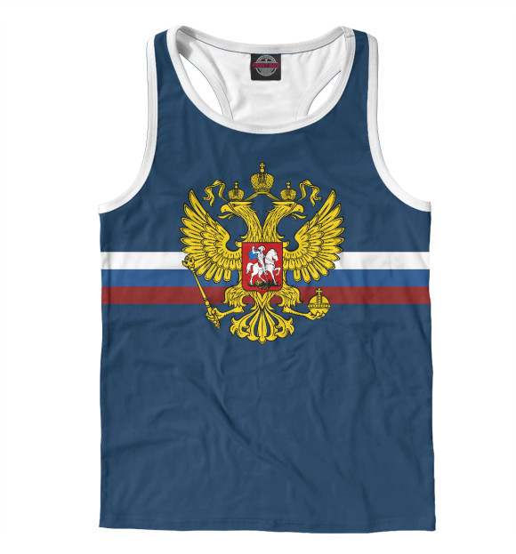 Мужская майка-борцовка с изображением Герб России цвета Белый