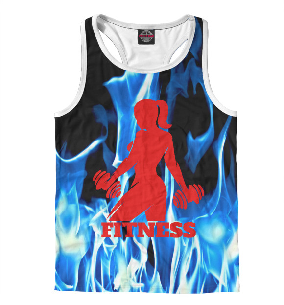 Мужская майка-борцовка с притом Фитнес цвета Белый Мужская майка-борцовка с изображением Фитнес цвета Белый