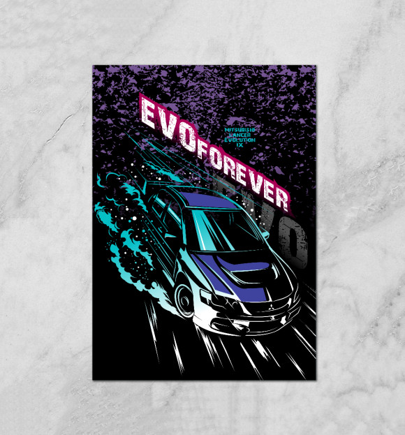 Плакат с изображением EVO9 цвета Белый