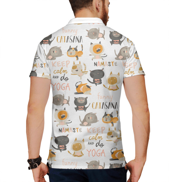 Мужское поло с притом Yoga цвета Белый Мужское поло с изображением Yoga цвета Белый